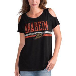 ANAHEIM DUCKS 4HER SCOOP NECK SHOULDER CUT OUT T-SHIRT